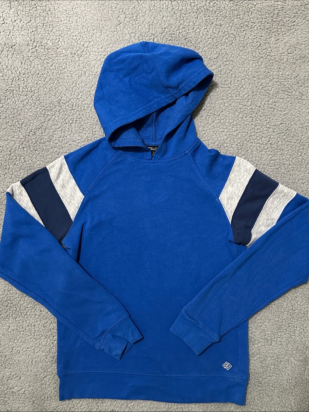 ZELOS Royal Blue Hooded Sweatshirt with Navy and Light Gray Accents